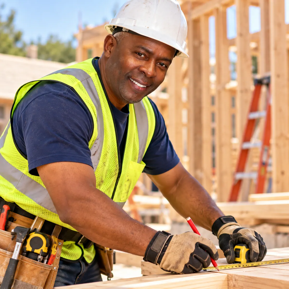 Troy Holmes working through measurements on site